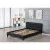 KING OF DREAMS Frederic - Solide Et Confortable Lit Avec Sommier + Tête De Lit Capitonnee Couleur NOIR + Pieds En 10 Cm Pour Matelas En 90x190 - 13 Lattes - Revetement PVC Simili Facile D'entretien - Montage Rapide Et Facile -Sommier Soldes 39969642 1