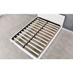 NUITS D'OR Frederic - Solide Et Confortable Lit Avec Sommier + Tête De Lit Capitonnee Couleur BLANC + Pieds En 10 Cm Pour Matelas En 140x190 - 2 X 13 Lattes - Revetement PVC Simili Facile D'entretien - Montage Rapide Et Facile 7 NUITS D'OR Frederic - Solide Et Confortable Lit Avec Sommier + Tête De Lit Capitonnee Couleur BLANC + Pieds En 10 Cm Pour Matelas En 140x190 - 2 X 13 Lattes - Revetement PVC Simili Facile D'entretien - Montage Rapide Et Facile -Sommier Soldes 39969649 3