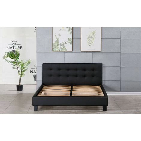 NUITSDOR Frederic - Solide Et Confortable Lit Avec Sommier + Tête De Lit Capitonnee Couleur NOIR + Pieds En 10 Cm Pour Matelas En 90x190 - 13 Lattes - Revetement PVC Simili Facile D'entretien - Montage Rapide Et Facile 3 NUITSDOR Frederic - Solide Et Confortable Lit Avec Sommier + Tête De Lit Capitonnee Couleur NOIR + Pieds En 10 Cm Pour Matelas En 90x190 - 13 Lattes - Revetement PVC Simili Facile D'entretien - Montage Rapide Et Facile