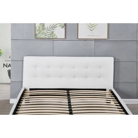 PROVENCE LITERIE Frederic - Solide Et Confortable Lit Avec Sommier + Tête De Lit Capitonnee Couleur BLANC + Pieds En 10 Cm Pour Matelas En 140x190 - 2 X 13 Lattes - Revetement PVC Simili Facile D'entretien - Montage Rapide Et Facile 3 PROVENCE LITERIE Frederic - Solide Et Confortable Lit Avec Sommier + Tête De Lit Capitonnee Couleur BLANC + Pieds En 10 Cm Pour Matelas En 140x190 - 2 X 13 Lattes - Revetement PVC Simili Facile D'entretien - Montage Rapide Et Facile