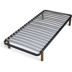 AKITEN RETAIL Pack Sommier Mira 20 Lattes + Jeu 4 Pieds Bois Avec Matelas Gris 90x190 Cm -Sommier Soldes 40005242 3