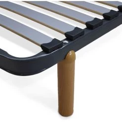 AKITEN RETAIL Pack Sommier Mira 20 Lattes + Jeu 4 Pieds Bois Avec Matelas Gris 90x190 Cm -Sommier Soldes 40005242 4