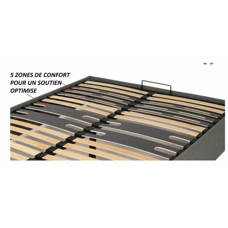 Sommier Essenzia COFFRE TISSU GRIS 160x200 - Gris 7 Sommier Essenzia COFFRE TISSU GRIS 160x200 - Gris – Image 5