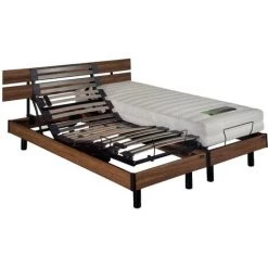 Sommier Electrique Essenzia ATRIA 90x190 Noyer Silver - Blanc