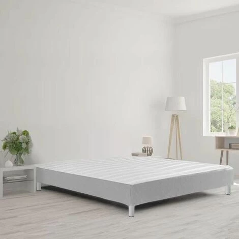 KOSMI - Sommier Tapissier à Lattes 140x190 Cm Sur Pieds Pour Lit 2 Places, 5 Pieds, 26 Lattes En Bois Multiplis, Sommier En Kit à Monter - Blanc 4 KOSMI - Sommier Tapissier à Lattes 140x190 Cm Sur Pieds Pour Lit 2 Places, 5 Pieds, 26 Lattes En Bois Multiplis, Sommier En Kit à Monter - Blanc – Image 2