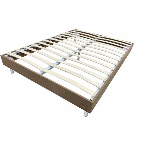 KOSMI - Sommier Tapissier à Lattes 140x190 Cm Sur Pieds Pour Lit 2 Places, 5 Pieds, 26 Lattes En Bois Multiplis, Sommier En Kit à Monter - Blanc 5 KOSMI - Sommier Tapissier à Lattes 140x190 Cm Sur Pieds Pour Lit 2 Places, 5 Pieds, 26 Lattes En Bois Multiplis, Sommier En Kit à Monter - Blanc – Image 3