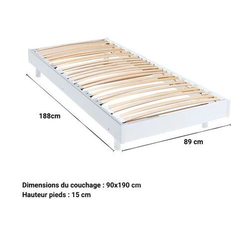 LE QUAI DES AFFAIRES Sommier Sur Pied SOMKIT 90x190 / Blanc/ 188x89x29 Cm 5 LE QUAI DES AFFAIRES Sommier Sur Pied SOMKIT 90x190 / Blanc/ 188x89x29 Cm – Image 3