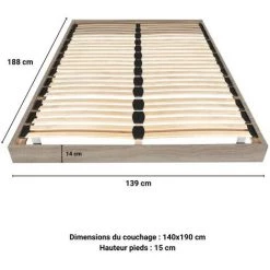 LE QUAI DES AFFAIRES Sommier Sur Pied SOMKIT 140x190 / Chêne Grisé/ 188x139x29 -Sommier Soldes 48717403 3