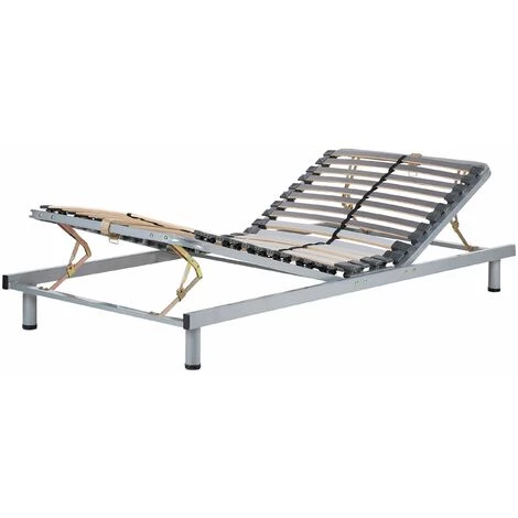 BELIANI Sommier à Lattes Réglable Manuellement 90 X 200 Cm - Argenté 4 BELIANI Sommier à Lattes Réglable Manuellement 90 X 200 Cm - Argenté – Image 2