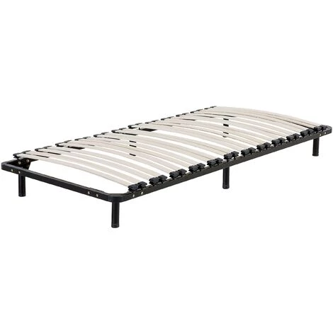 BELIANI Sommier Avec Pieds 90 X 200cm 24 Lattes - Noir 3 BELIANI Sommier Avec Pieds 90 X 200cm 24 Lattes - Noir