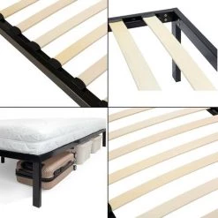 MONMOBILIERDESIGN BASI Sommier à Lattes Avec Pieds En Acier Robuste 90X200 Cm -Sommier Soldes 50251279 3