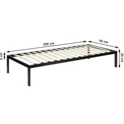 MONMOBILIERDESIGN BASI Sommier à Lattes Avec Pieds En Acier Robuste 90X200 Cm -Sommier Soldes 50251279 4