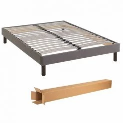 TERRE DE NUIT Sommier Kit Déco Gris Tapissier - 120x190 - Gris