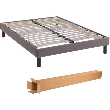 TERRE DE NUIT Sommier Kit Déco Gris Tapissier - 120x190 - Gris 4 TERRE DE NUIT Sommier Kit Déco Gris Tapissier - 120x190 - Gris – Image 2