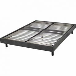 TERRE DE NUIT Sommier Kit Décor Béton Zone Lombaire Renforcée 160x200 - Gris