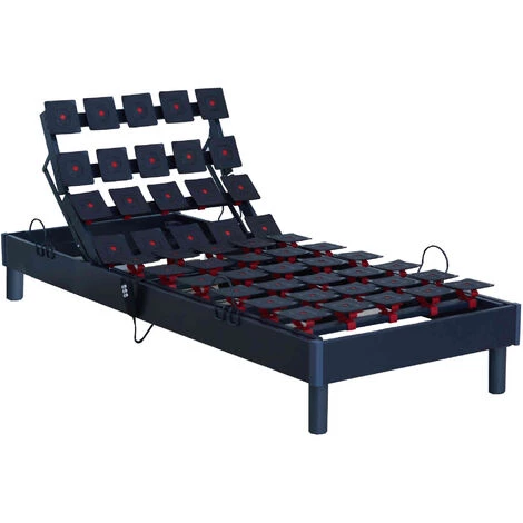 SOMEO Sommier électrique De Relaxation Tout Plots En Bois Massif Anthracite 80x200 - Anthracite 4 SOMEO Sommier électrique De Relaxation Tout Plots En Bois Massif Anthracite 80x200 - Anthracite – Image 2