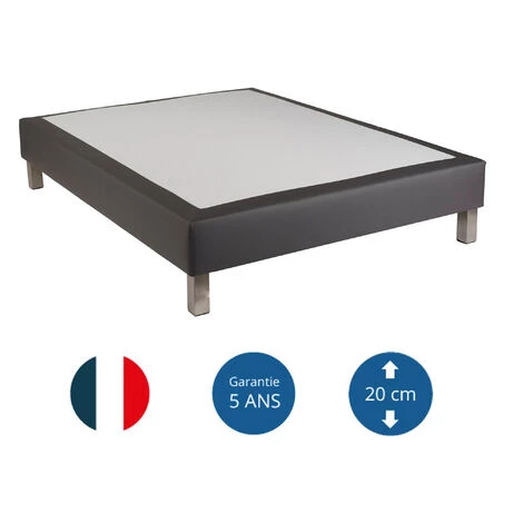 SOMEO Sommier Ressorts Ensachés Simili Cuir Gris Foncé 90x200 - Gris Foncé 5 SOMEO Sommier Ressorts Ensachés Simili Cuir Gris Foncé 90x200 - Gris Foncé – Image 3