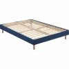 Sommier En Kit Déco Bleu Jean à Lattes Merinos 140x190 - Bleu -Sommier Soldes 51211445 1