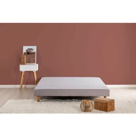 DEKO DREAM Rakenne Sommier Tapissier A Lattes 140 X 200 Cm - Bois Massif Gris + Pieds 3 DEKO DREAM Rakenne Sommier Tapissier A Lattes 140 X 200 Cm - Bois Massif Gris + Pieds