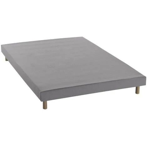 DEKO DREAM Rakenne Sommier Tapissier A Lattes 140 X 200 Cm - Bois Massif Gris + Pieds 4 DEKO DREAM Rakenne Sommier Tapissier A Lattes 140 X 200 Cm - Bois Massif Gris + Pieds – Image 2