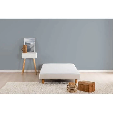 DEKO DREAM FINLANDEK Rakenne - Sommier Tapissier A Lattes 90 X 190 - Bois Massif Blanc + Pieds 3 DEKO DREAM FINLANDEK Rakenne - Sommier Tapissier A Lattes 90 X 190 - Bois Massif Blanc + Pieds