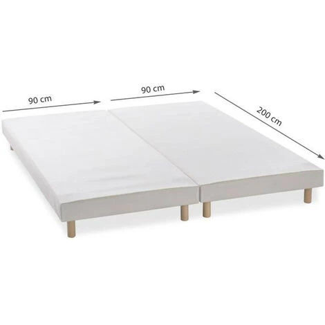 DEKO DREAM Rakenne - Sommiers Tapissiers A Lattes X 2 - 180 X 200 - Bois Massif Blanc + Pieds 6 DEKO DREAM Rakenne - Sommiers Tapissiers A Lattes X 2 - 180 X 200 - Bois Massif Blanc + Pieds – Image 4