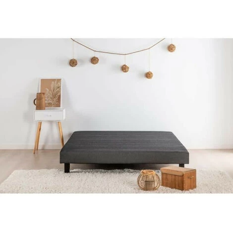 DEKO DREAM FINLANDEK Rakenne - Sommier Tapissier A Lattes 140 X 190 - Bois Massif Gris Anthracite + Pieds 3 DEKO DREAM FINLANDEK Rakenne - Sommier Tapissier A Lattes 140 X 190 - Bois Massif Gris Anthracite + Pieds