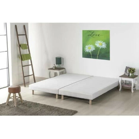 DEKO DREAM Rakenne Lot De 2 Sommiers Tapissiers A Lattes - 160 X 200 Cm - Bois Massif Blanc + Pied 3 DEKO DREAM Rakenne Lot De 2 Sommiers Tapissiers A Lattes - 160 X 200 Cm - Bois Massif Blanc + Pied