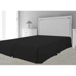 SOLEIL D'OCRE Cache Sommier Microfibre 160x200 Cm Noir - Noir