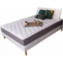 AOB DIFFUSION Ensemble Literie Rhodes 160x200 - Ressorts Ensachés - Hauteur 24 Cm - 5 Zones Confort - Uni -Sommier Soldes 53819064 5