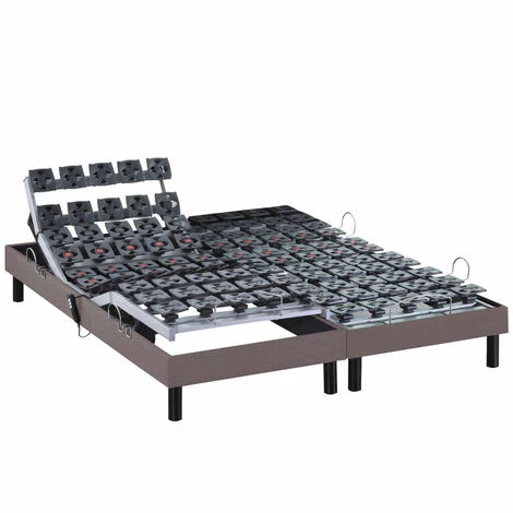SOMEO Sommier électrique De Relaxation Tout Plots Tissu Taupe 2x80x200 - Taupe 3 SOMEO Sommier électrique De Relaxation Tout Plots Tissu Taupe 2x80x200 - Taupe