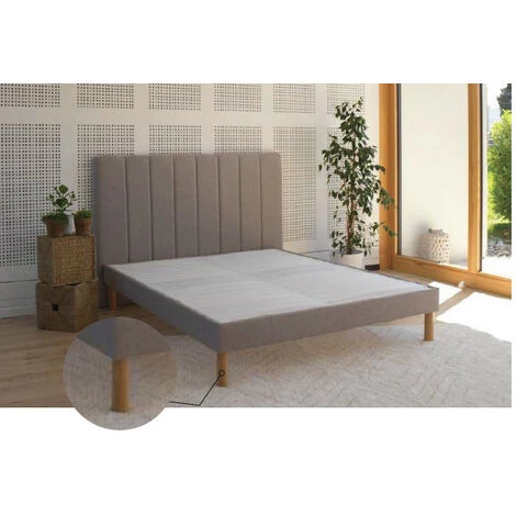 LES TENDANCES Sommier à Lattes Tapissier Tissu Gris Clair Sur Pieds 90x200cm Terry 4 LES TENDANCES Sommier à Lattes Tapissier Tissu Gris Clair Sur Pieds 90x200cm Terry – Image 2