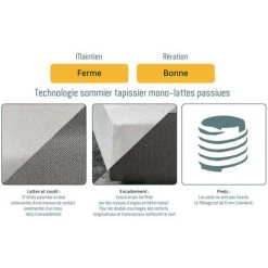 LES TENDANCES Sommier Tapissier Capucine Gris 160x200 Cm - 13 Cm - Pieds Non Inclus -Sommier Soldes 55025486 4