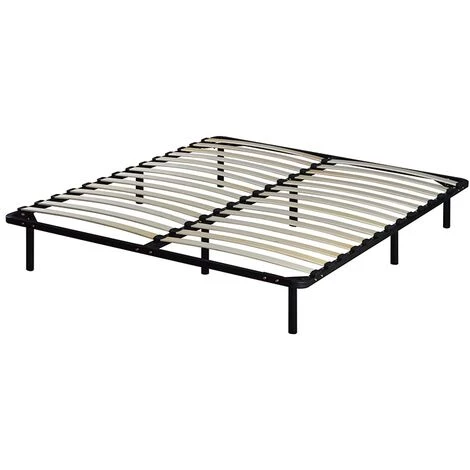 LES TENDANCES Sommier à Lattes Noir Sur Pieds 160x200 Cm Somkit 3 LES TENDANCES Sommier à Lattes Noir Sur Pieds 160x200 Cm Somkit