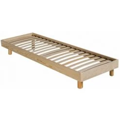 ALTOBUY NEOKIT - Sommier Démontable 90x200cm Bois Massif Vernis Naturel - Naturel