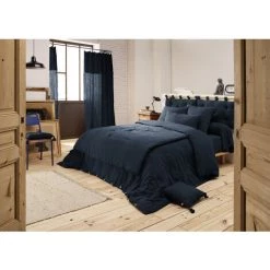 1001KDO POUR LA MAISON Cache Sommier Gaze De Coton Gaia 140x190cm Bleu Marine -Sommier Soldes 55502748 3