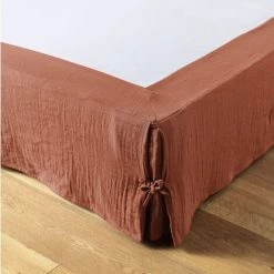 1001KDO POUR LA MAISON Cache Sommier Gaze De Coton Gaia 160x200cm Terracotta