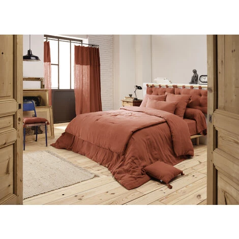 1001KDO POUR LA MAISON Cache Sommier Gaze De Coton Gaia 160x200cm Terracotta 4 1001KDO POUR LA MAISON Cache Sommier Gaze De Coton Gaia 160x200cm Terracotta – Image 2