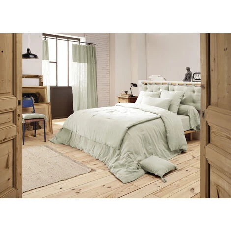 1001KDO POUR LA MAISON Cache Sommier Gaze De Coton Gaia 90x190cm Vert D'eau 5 1001KDO POUR LA MAISON Cache Sommier Gaze De Coton Gaia 90x190cm Vert D'eau – Image 3