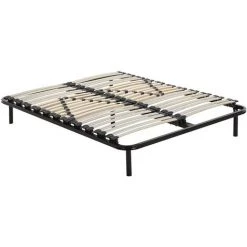 VENTE-UNIQUE.COM Cadre à Lattes Fermeté Réglable - 140 X 190 Cm - Noir