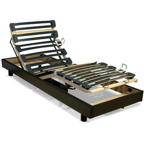 VENTE-UNIQUE.COM Sommier électrique De Relaxation Lattes Multiplis - 5 Plans - Fermeté Réglable - 80 X 200 Cm - Noir - Noir 3 VENTE-UNIQUE.COM Sommier électrique De Relaxation Lattes Multiplis - 5 Plans - Fermeté Réglable - 80 X 200 Cm - Noir - Noir