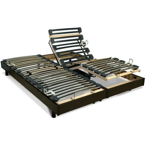 VENTE-UNIQUE.COM Sommier électrique De Relaxation Lattes Multiplis - 5 Plans - Fermeté Réglable - 80 X 200 Cm - Noir - Noir 5 VENTE-UNIQUE.COM Sommier électrique De Relaxation Lattes Multiplis - 5 Plans - Fermeté Réglable - 80 X 200 Cm - Noir - Noir – Image 3