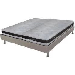 EBAC LITERIE Ensemble Relaxation Confort + Matelas Latex Eolys - 5 Zones - 2x90x200 - Taupe - Gris/Taupe/Anthracite