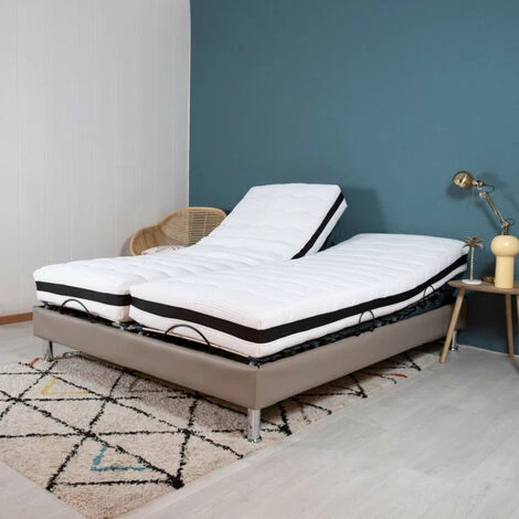 EBAC LITERIE Ensemble Relaxation Confort + Matelas Latex Eolys - 5 Zones - 2x90x200 - Taupe - Gris/Taupe/Anthracite 4 EBAC LITERIE Ensemble Relaxation Confort + Matelas Latex Eolys - 5 Zones - 2x90x200 - Taupe - Gris/Taupe/Anthracite – Image 2