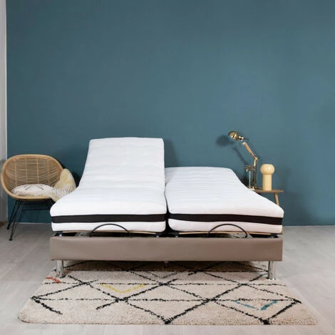 EBAC LITERIE Ensemble Relaxation Confort + Matelas Latex Eolys - 5 Zones - 2x90x200 - Taupe - Gris/Taupe/Anthracite 5 EBAC LITERIE Ensemble Relaxation Confort + Matelas Latex Eolys - 5 Zones - 2x90x200 - Taupe - Gris/Taupe/Anthracite – Image 3
