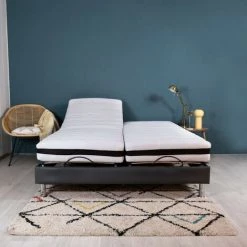 EBAC LITERIE Ensemble Relaxation Confort + Matelas Latex Eolys - 5 Zones - 2x90x200 - Gris - Gris/Taupe/Anthracite -Sommier Soldes 55896390 3