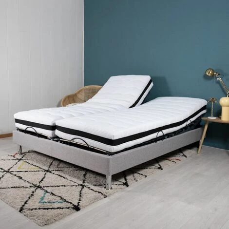 EBAC LITERIE Ensemble Relaxation Action + Matelas Latex Eolys - 5 Zones - 2x80x200 - Lin - Blanc/Ecru/Ivoire 4 EBAC LITERIE Ensemble Relaxation Action + Matelas Latex Eolys - 5 Zones - 2x80x200 - Lin - Blanc/Ecru/Ivoire – Image 2