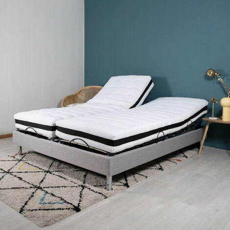 EBAC LITERIE Ensemble Relaxation Action + Matelas Latex Eolys - 5 Zones - 2x90x200 - Lin - Blanc/Ecru/Ivoire 3 EBAC LITERIE Ensemble Relaxation Action + Matelas Latex Eolys - 5 Zones - 2x90x200 - Lin - Blanc/Ecru/Ivoire – Image 2