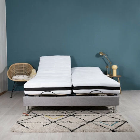 EBAC LITERIE Ensemble Relaxation Action + Matelas Latex Eolys - 5 Zones - 2x90x200 - Lin - Blanc/Ecru/Ivoire 4 EBAC LITERIE Ensemble Relaxation Action + Matelas Latex Eolys - 5 Zones - 2x90x200 - Lin - Blanc/Ecru/Ivoire – Image 3