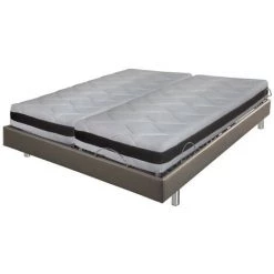 EBAC LITERIE Ensemble Relaxation Action + Matelas Latex Eolys - 5 Zones - 2x80x200 - Taupe - Gris/Taupe/Anthracite